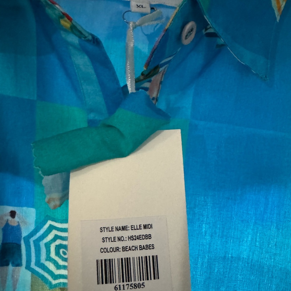 Blue & Teal Patchwork Button-Front Maxi Dress NWT - image 2